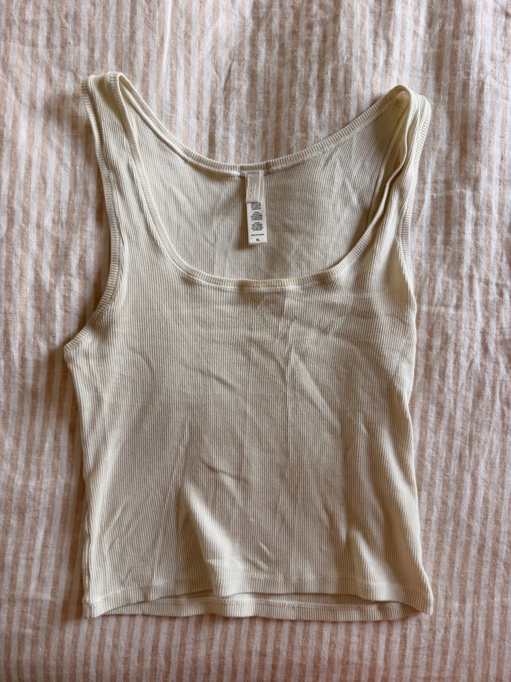 Skims Ribbed Scoop Tank Top in Cream